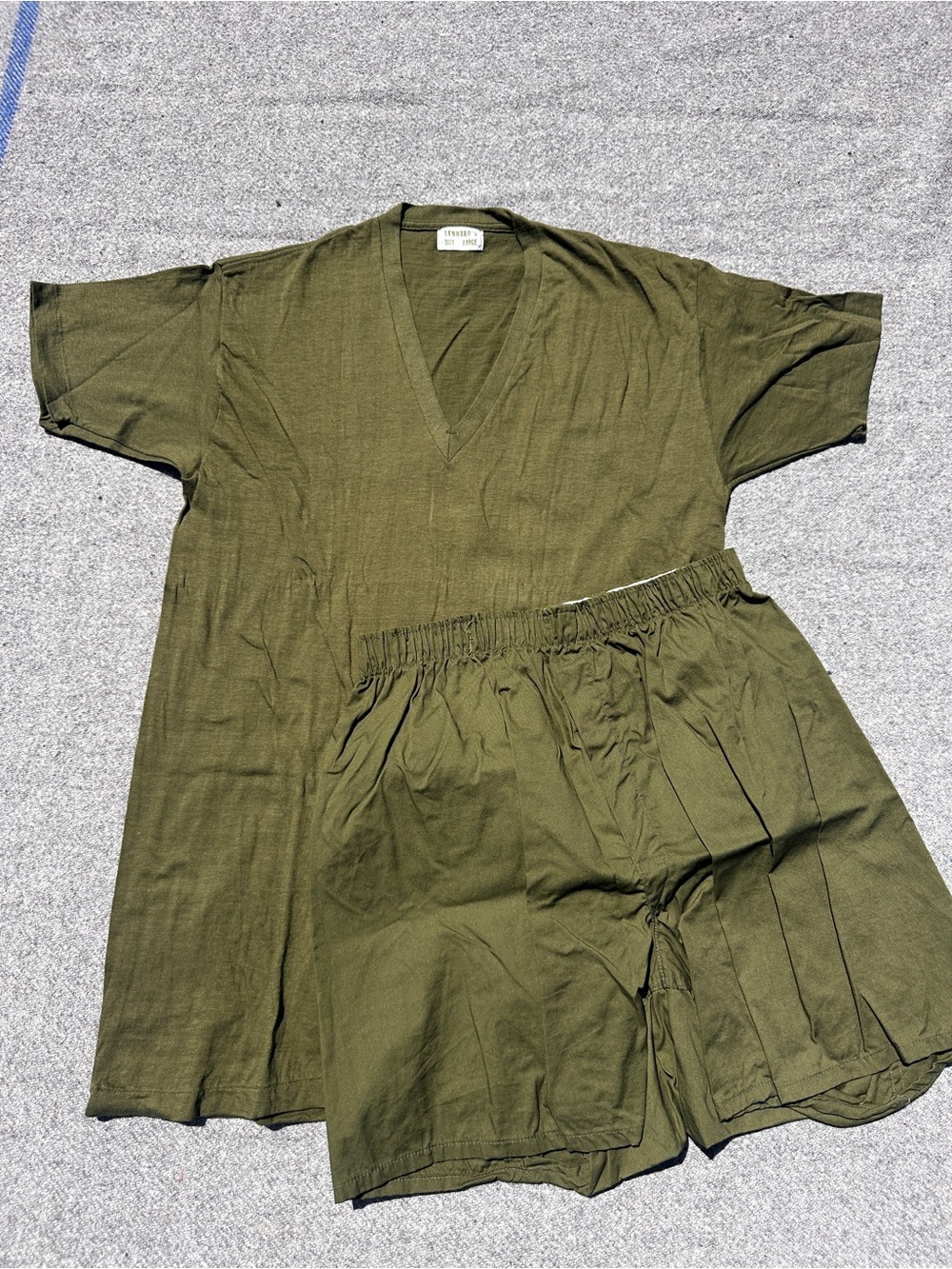 Vintage Lennard’s Military Green V-Neck Undershirt & Boxer Shorts Set #20